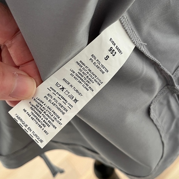 EVERSASSY Grey Short Jacket Shawl Collar Ruching Tie Back Contemporary Neutral - Picture 10 of 13